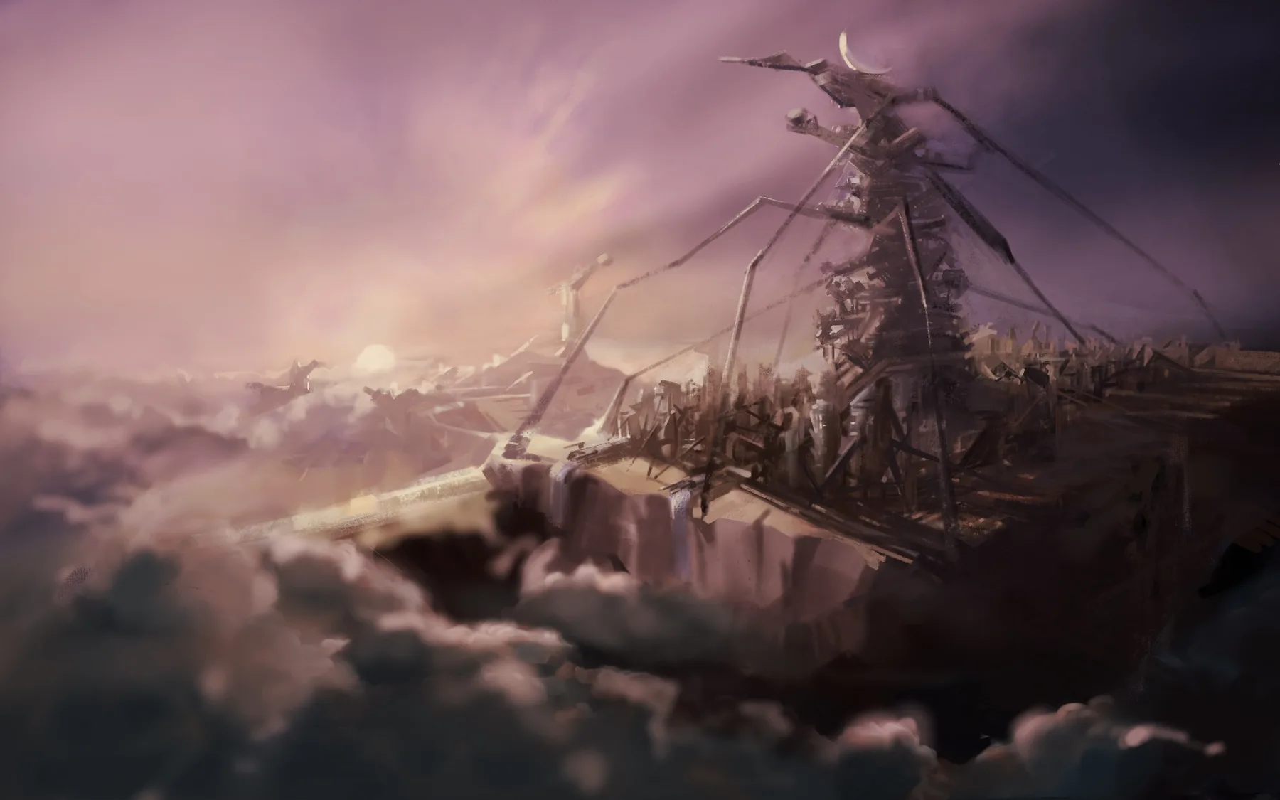 Film concept — sky ship above the clouds — NPC student work